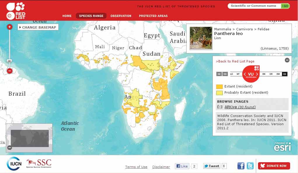 Esri News for Environmental Management Fall 2012 Red Listed Species on a GIS Portal By Barbara Shields, Esri Writer The IUCN Red List of Threatened Species, published by the International Union for