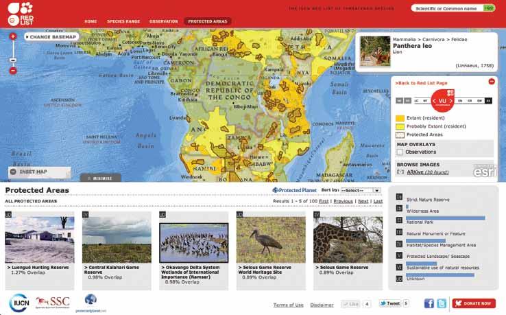 Red Listed Species on a GIS Portal continued from page 1 and endangered species.
