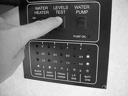 Water And Holding Tank Levels Press and Hold the Levels Test switch to show approximate level on the monitor lights.