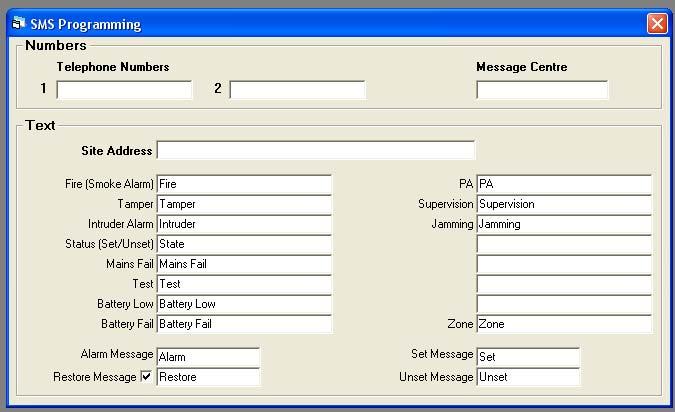8. OPERATION SMS TEXT PROGRAMMING SCREEN From the main Menu screen (Fig. 1), select SMS. This will bring up the SMS Programming screen (Fig. 7): Fig.