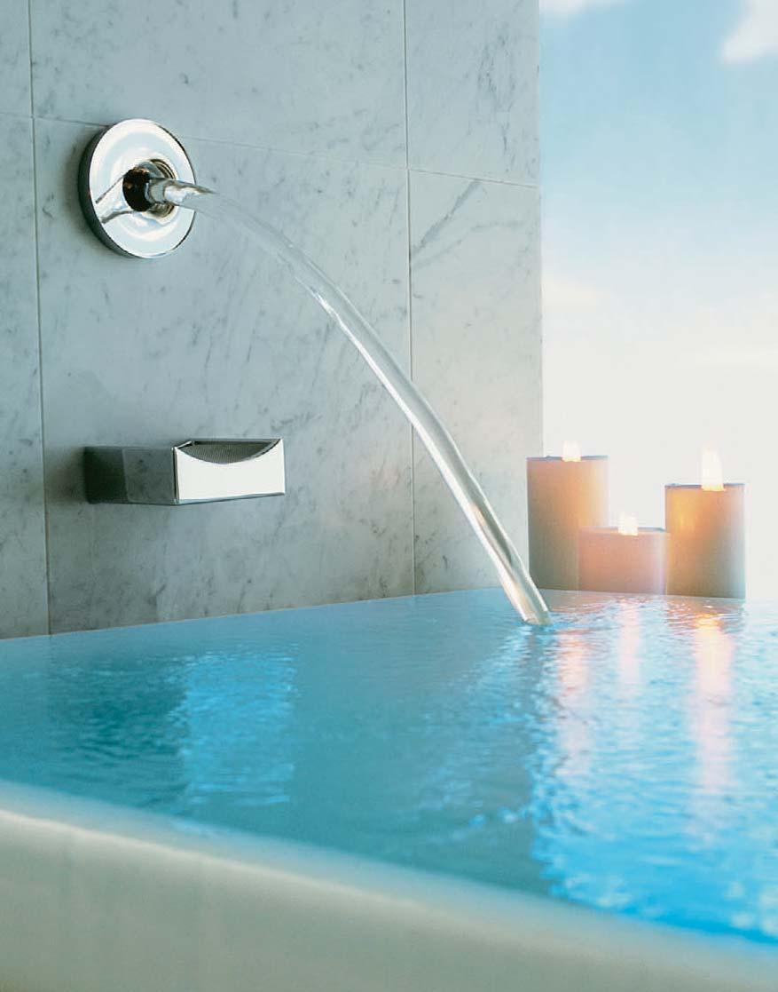 130 Bathroom Shown above: Laminar wall-mount bath faucet (K-923-CP) Page 128 Stillness drip tray (K-924-CP) Shown at right: Laminar