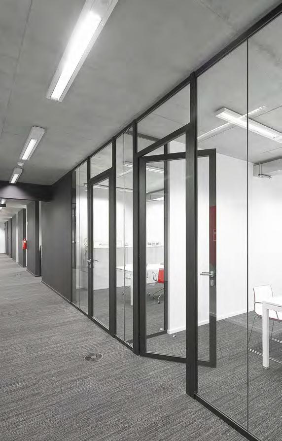 01 02 OUR FOCUS Partitions Ceilings Beddeleem installs both plasterboards walls and movable system partitions.