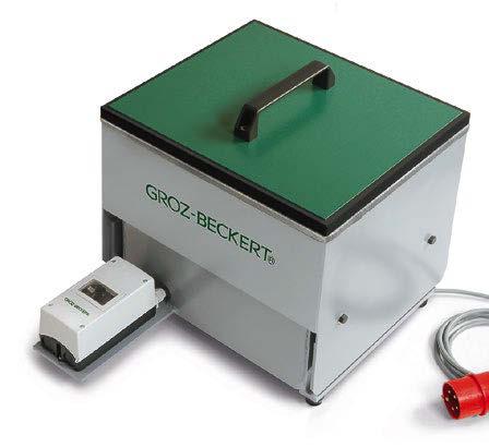 QR-Code Groz-Beckert drop wire cleaner With the Groz-Beckert drop wire cleaner, drop wires are cleaned in vibrating work chambers.