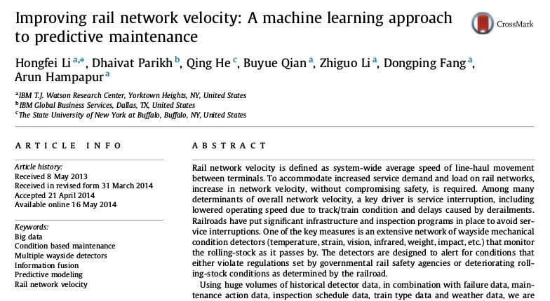 Improving rail network velocity: A machine learning approach to May 27,