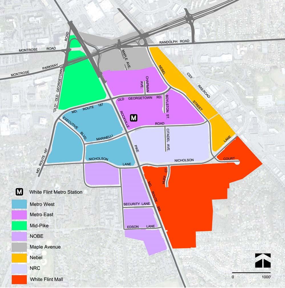 Figure 16: White Flint Districts For Each District: a destination public use space local retail access to the