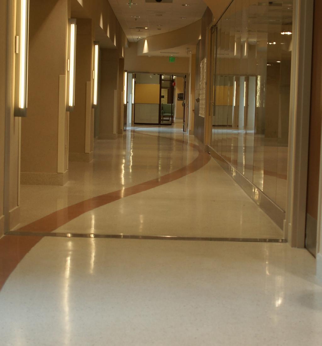 These floors offer a sheen at relatively low maintenance, giving a hospital like the one at