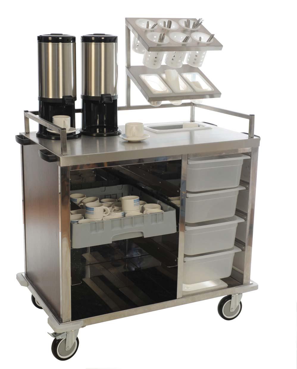 22 BEVERAGE TROLLEY An attractive and easy to manoeuvre stainless steel trolley provides space for everything required for tea & coffee service.