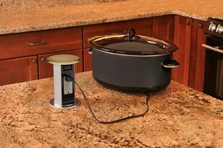 Recessed Pop-Up Receptacle Concealed receptacle provides a safe and aesthetic solution for countertop power.