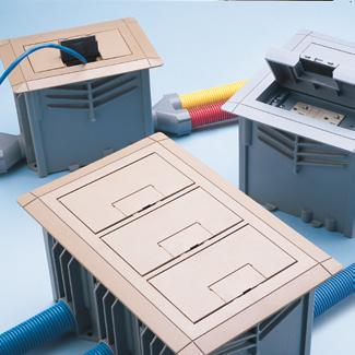 Rectangular Floor Boxes 1-, 2- and 3-Gang Rectangular Floor Box Carlon Rectangular Floor Box Systems three-way power, data and communications plus easy double- or triple-ganging, too.