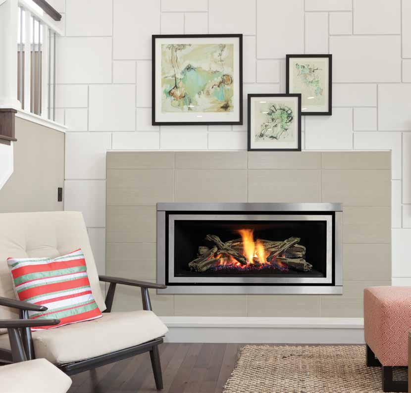 Regency Greenfire GF900L gas fire shown with stainless steel fascia (shown without mandatory dress guard). why choose a direct vent fireplace?