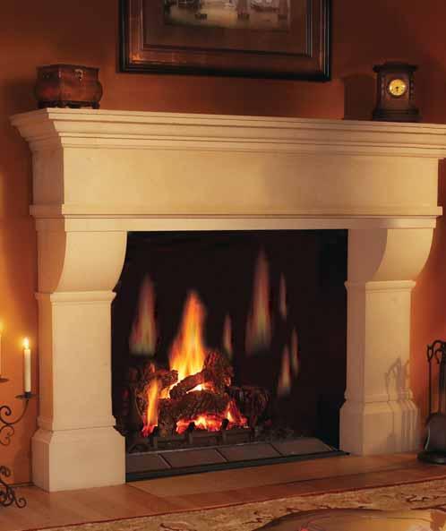 An open look of a real wood burning fireplace emerges with all the conveniences of direct vent technology.