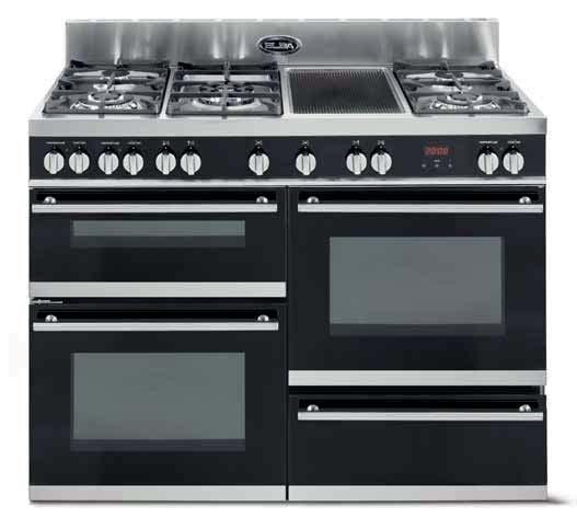 120x60 120 DX 634 (top right) (bottom left) (top left) cooktop 18/10 5 gas burners (1 dual burner - 2 triple ring) Vitroceramic griddle Enamelled cast-iron pan-supports (3) Cast-iron wok