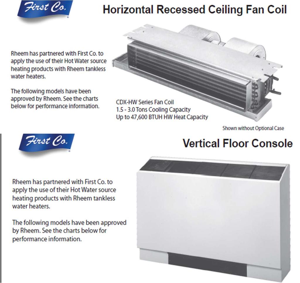 Approved Hydronic Air Handlers Horizontal Ceiling Fan Coil* 1.5 to 3.