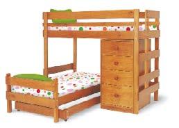 Optional accessories include extra sleeping, drawer storage, or wardrobe space. We can make this bunk bed with the bottom bed on the right hand or left hand side.