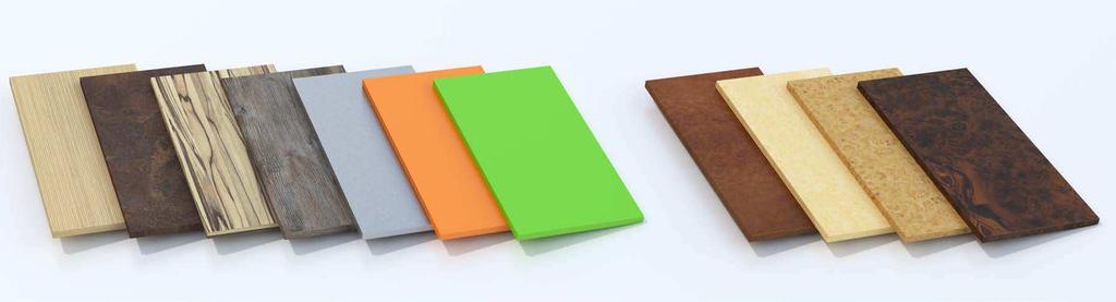 MFC provides consistency of colour and structure, plus a perfect colour match between panels. Designer MFCs and laminates provide examples of the wider choices available on request.
