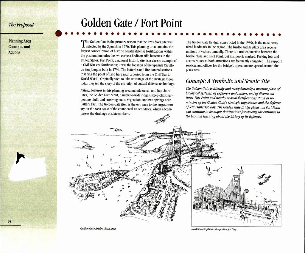 Other Planning Efforts: This page, from the GGNRA - 1994 Final General Management Plan Amendment, shows the concept for the Golden Gate Bridge Toll Plaza/ Fort