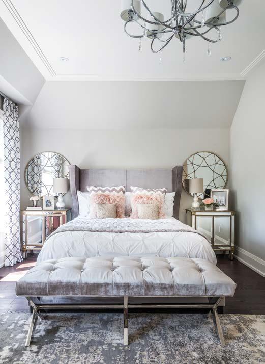 Soft, romantic accents in the master bedroom take on a dreamy quality.