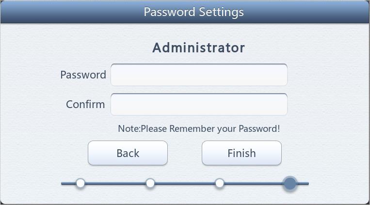 3.Password Setting (Pic 5) Pic 5 Password Setting Screen If the authorized mode is selected in the last step, the screen as shown in Pic 5 will be displayed for setting the password for