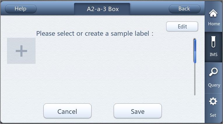 You can click an empty freezer or the freezer you are using to save the labels for new samples. To save a sample label, please create or use the label of an existing sample.