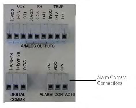 SECTION 4 OPTIONAL ACCESSORY INSTALLATION Connecting Alarm Contacts (ALRM302) With the purchase of ALRM302, a set of terminals on the rear of the unit is provided to monitor temperature and humidity