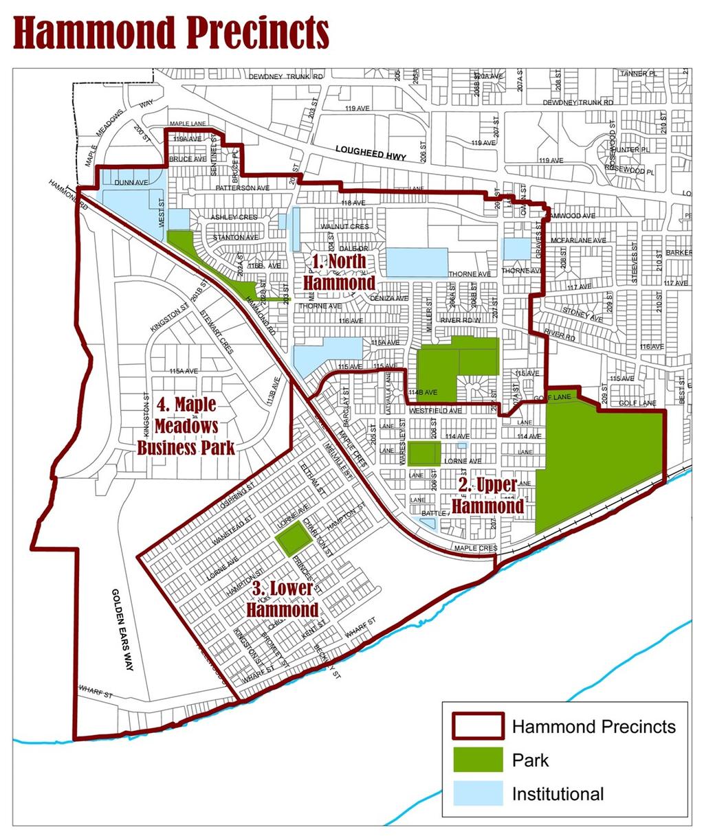 Figure 3. Hammond neighbourhood precincts.