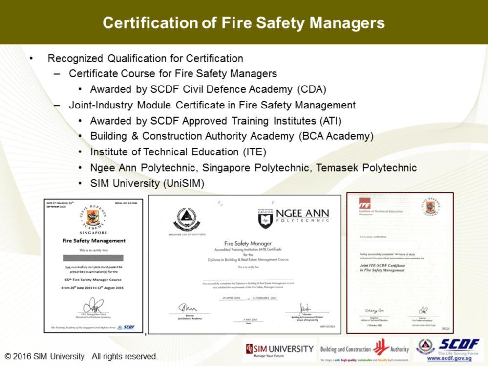 So, what are the qualifications that can be recognized for FSM certification?