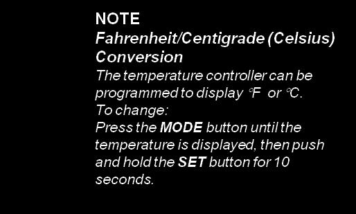 Operation Timer/Temperature Control Temperature Solid State Controller This controller has three (3) control features: 1. Temperature - Temperature may be set from 22