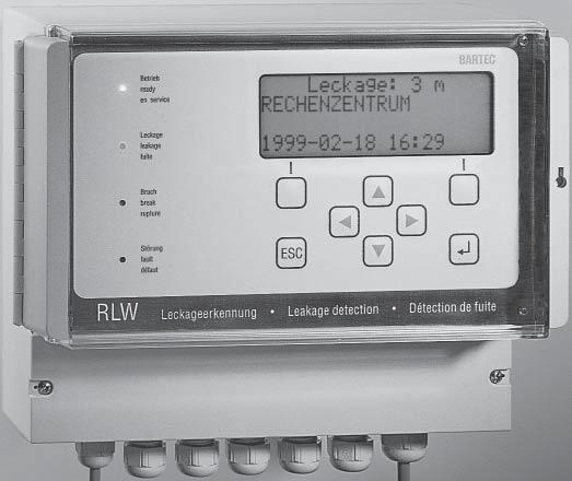 Leakage Das neue Detection Wasserwarnsystem Systems mit Ortung Electronic monitoring units RLW electronic monitoring unit with locating function, wall-mounted type Features Open-text system display