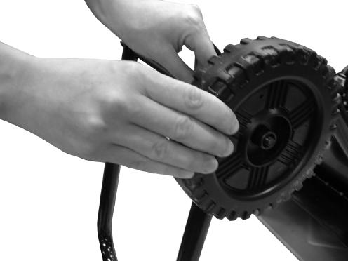 Insert the wheel (7) over the bush bearing (15) ensuring that the larger inner diameter