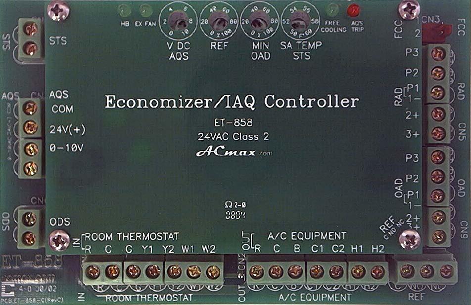 ECONOMIZER CONTROLLER ET-858 One of the challenges that HVAC design engineers face is developing an air conditioning distribution system to deliver outdoor air to the occupants of a building.