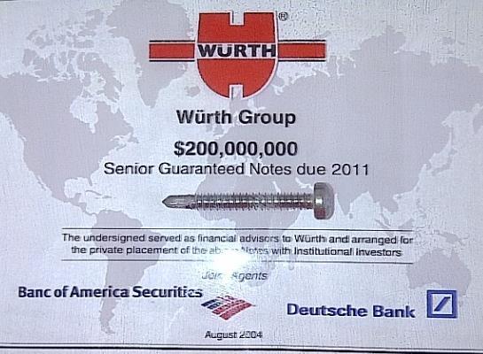 1st USPP 2004 Source: Bloomberg 32 WÜRTH GROUP -