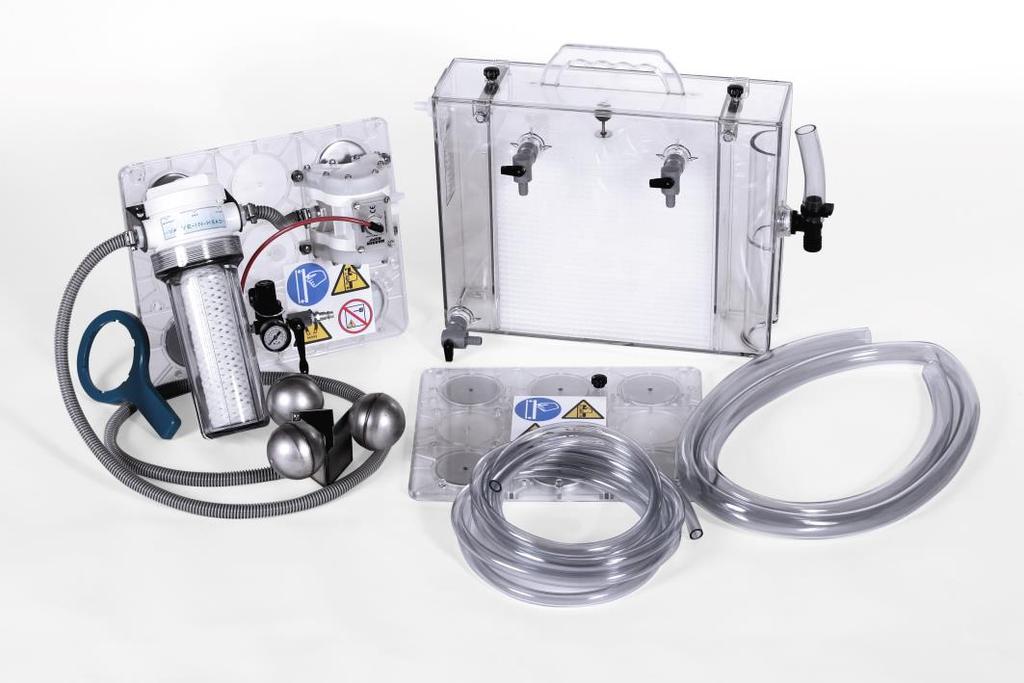 C-Thru Separator Standard Package with Air Pump Unit is designed to remove tramp oil and particulate from metalworking fluids Patented Transparent Injection molded seam free design