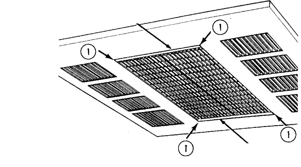 (Refer to Installation of Discharge Air Grilles, page 5.) INSTALLATION OF DISCHARGE GRILLES. Remove the two discharge grilles and two louver guides from the enclosure carton. 2.