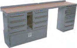shallow drawers. Cabinets feature an open side and combine to form a wide compartment. Each drawer contains dividers to organize small parts. Measures W, H, D. www.
