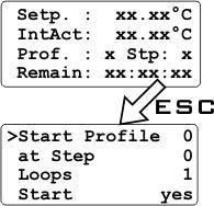 Menu functions 8.3.1. Interrupting a profile Interrupting a profile: Press the start/stop key to interrupt or continue a profile.