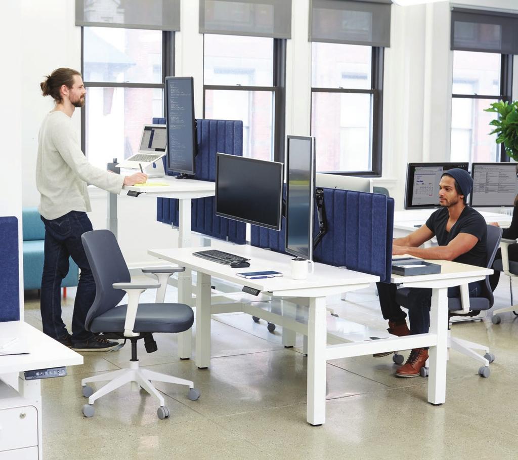 Loft Adjustable Height Desk System Sit or Stand Designed to increase productivity and foster a healthy lifestyle, our Loft Adjustable Height Desks