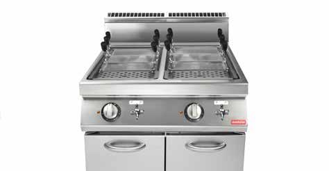 picture model description pasta cookers bain-maries dimensions (cm) total gas power (kw) 700 series total electric power (kw) supply voltage PK 70/40 CPGS Gas pasta cooker, 1 well, capacity 26 L