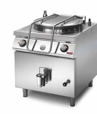 700 pans picture model description dimensions (cm) total gas power (kw) total electric power (kw) supply voltage PK 70/80 PGD50 Gas boiling pan, direct heating, capacity 50 L 80x73x87 h 10,5 0,1