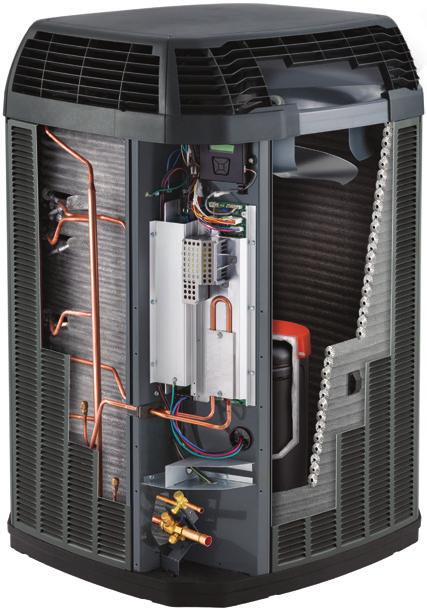 A CLOSER LOOK INSIDE A TRANE AIR CONDITIONER. WeatherGuard II Top is not only attractive, the durable polycarbonate material provides lasting protection.