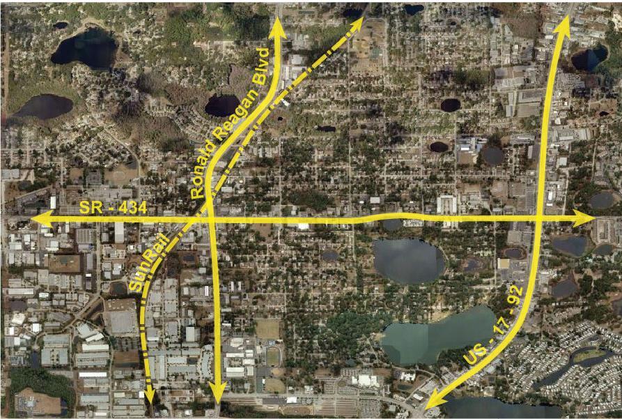 INTRODUCTION Figure 1: Aerial photo of Longwood, Florida. The primary trade area can presently support an additional 201,600 sf of retail and restaurant development.