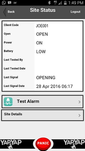 13. SELF TESTING It is important that you test your alarm system at least one a month. The app allows you to place your profile at EPR under test mode.