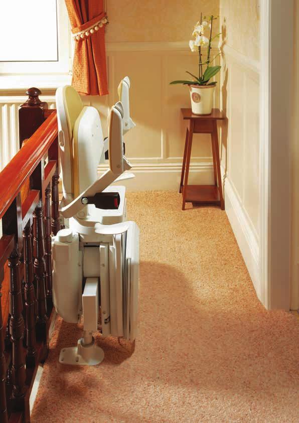 The Brooks Curved Stairlift can park at the top of the landing safely