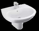 Half-pedestal basin with single faucet hole in, 540mm