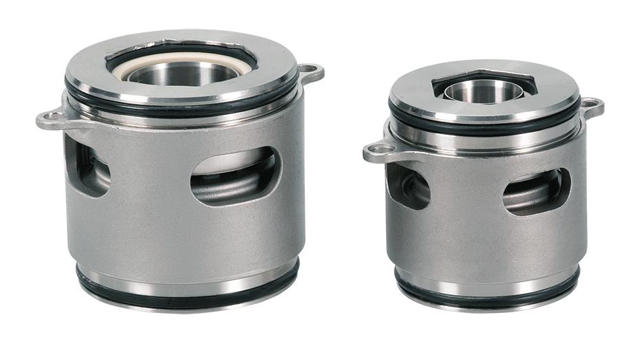 The combination of the primary and secondary seals in a cartridge shaft seal system results in a shorter assembly length compared to conventional shaft seals.