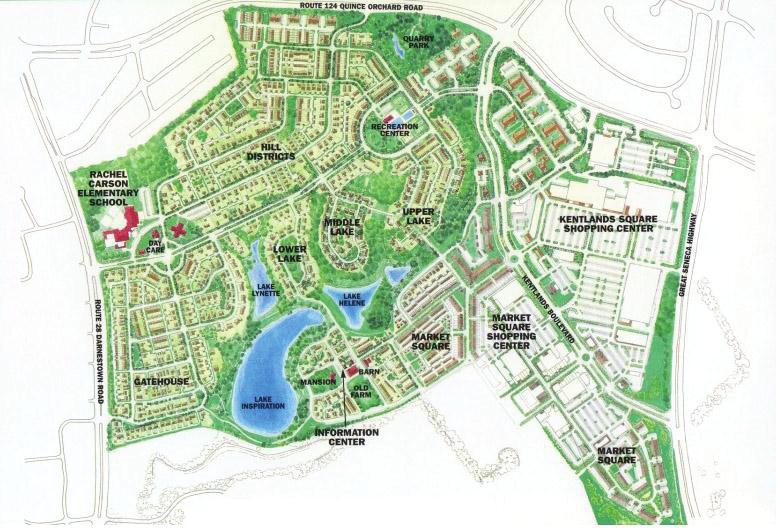 Figure 3.35 The function of the Kentlands (Source: http://www.kentlakes.com/maps&tours.htm) Conclusion Advantages: 1. An active pedestrian-oriented mixed-use district 2.