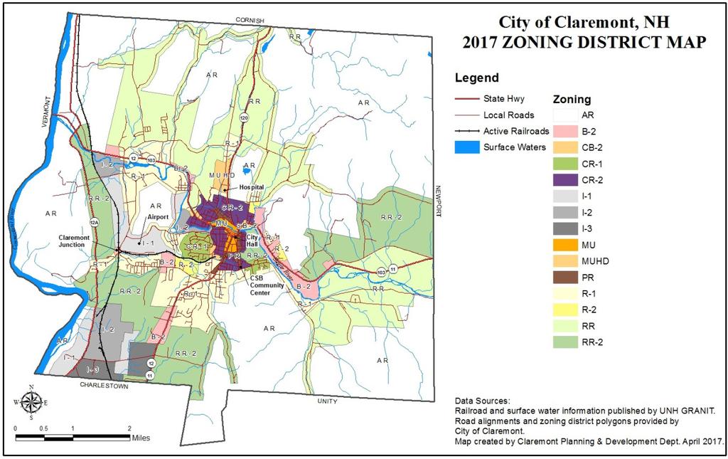 Map1: Claremont Zoning Map