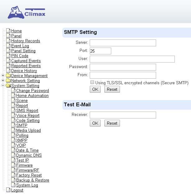 8.8. SMTP Setting Program the mail server related settings.