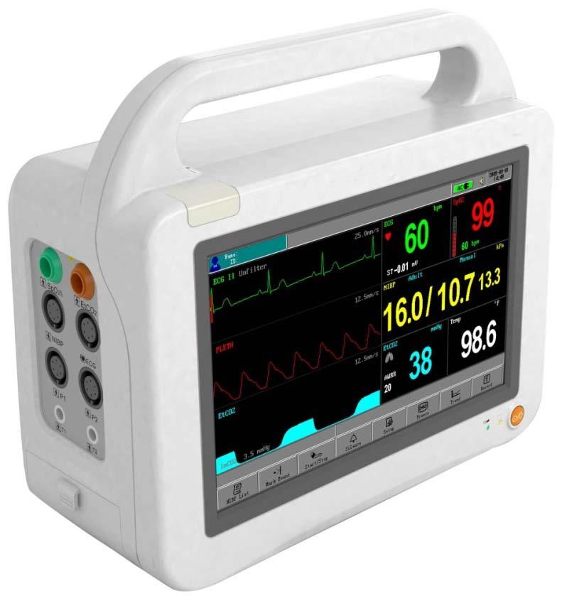 User s manual of Portable Patient Monitor CONTROLS, INDICATORS AND SYMBOLS FRONT PANEL AND LEFT SIDE PANEL REAR PANEL AND RIGHT SIDE PANEL SYMBOLS FRONT PANEL AND LEFT SIDE PANEL 1 5 6 7 8 9 10 11 12