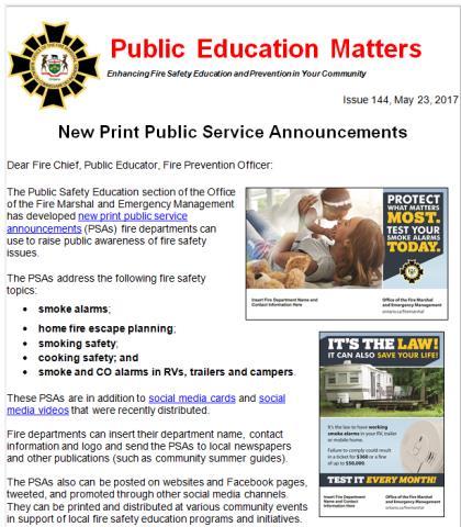 Public Education Matters email blasts New resources Upcoming Events