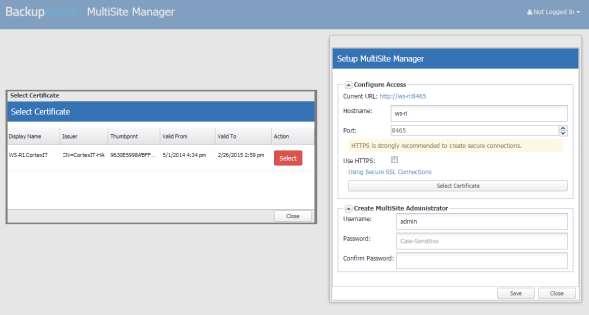 5. MultiSite Manager configuration The first time you launch MultiSite Manager, you will be presented with a setup screen to create a Multisite Manager username and password, and an option to enable